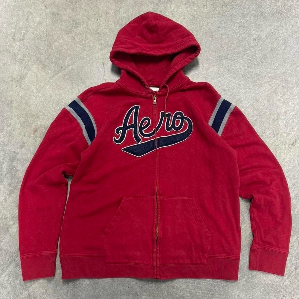 Aeropostale Red Hoodie with Blue Detailing